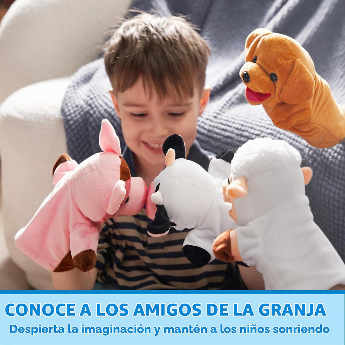 JOYIN Juego de 6 marionetas de mano para niños con boca funcional,...