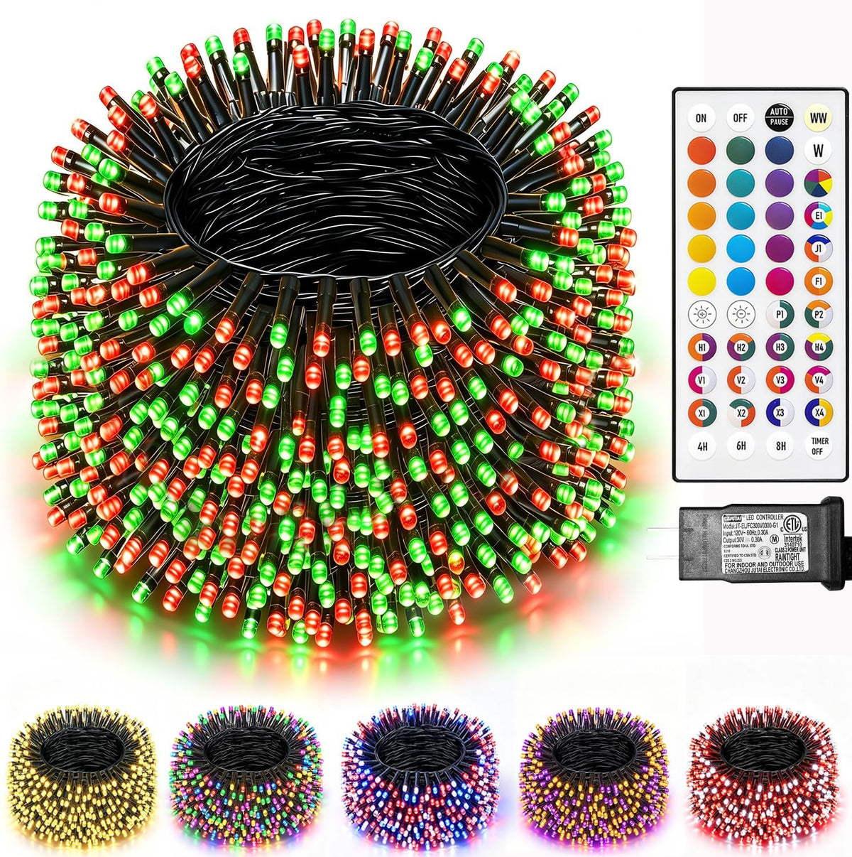 Luces de Navidad de 164 pies para exteriores, 35 colores cambiantes...