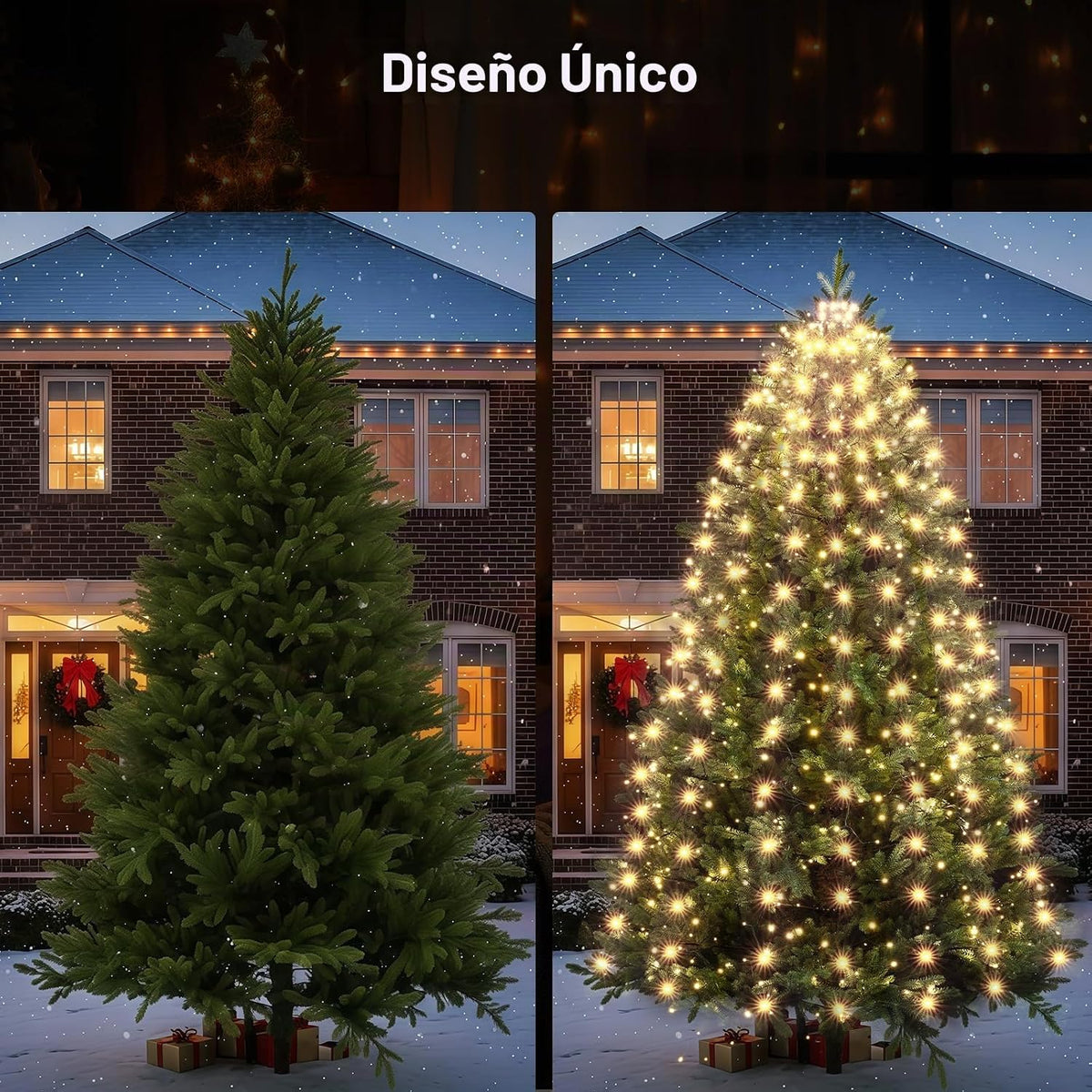 Luces de árbol de Navidad, luces blancas cálidas de Navidad para in...