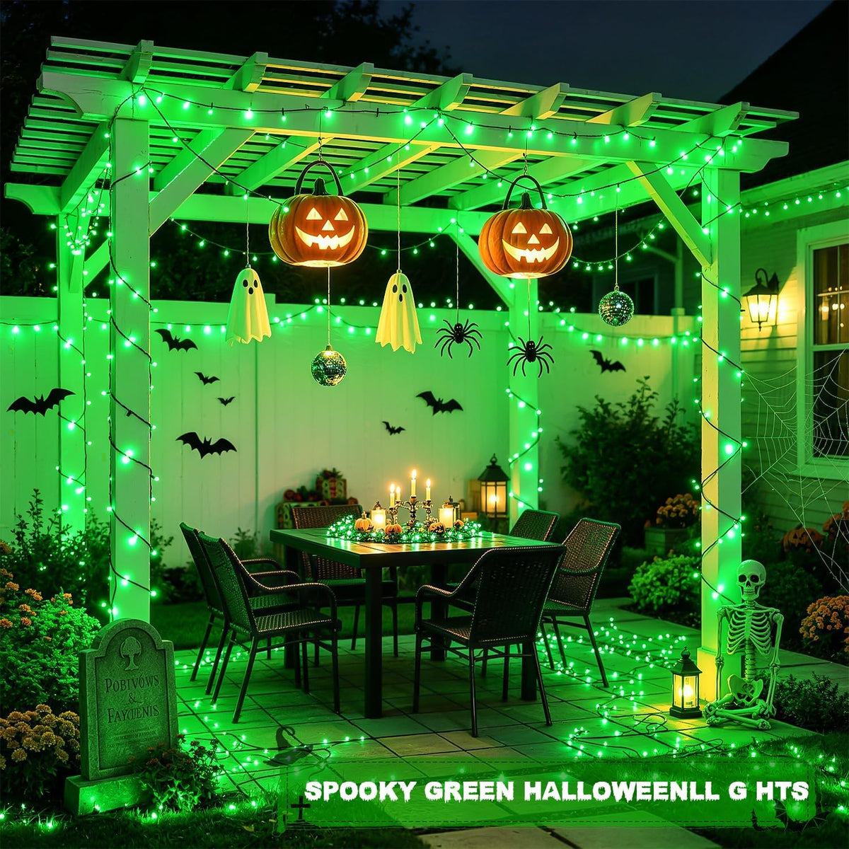 JMEXSUSS 1000 luces LED verdes de Navidad enchufables, luces de Hal...
