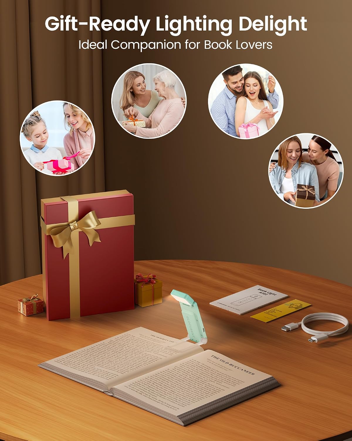 Glocusent Paquete de luz para el cuello con luz de libro A102