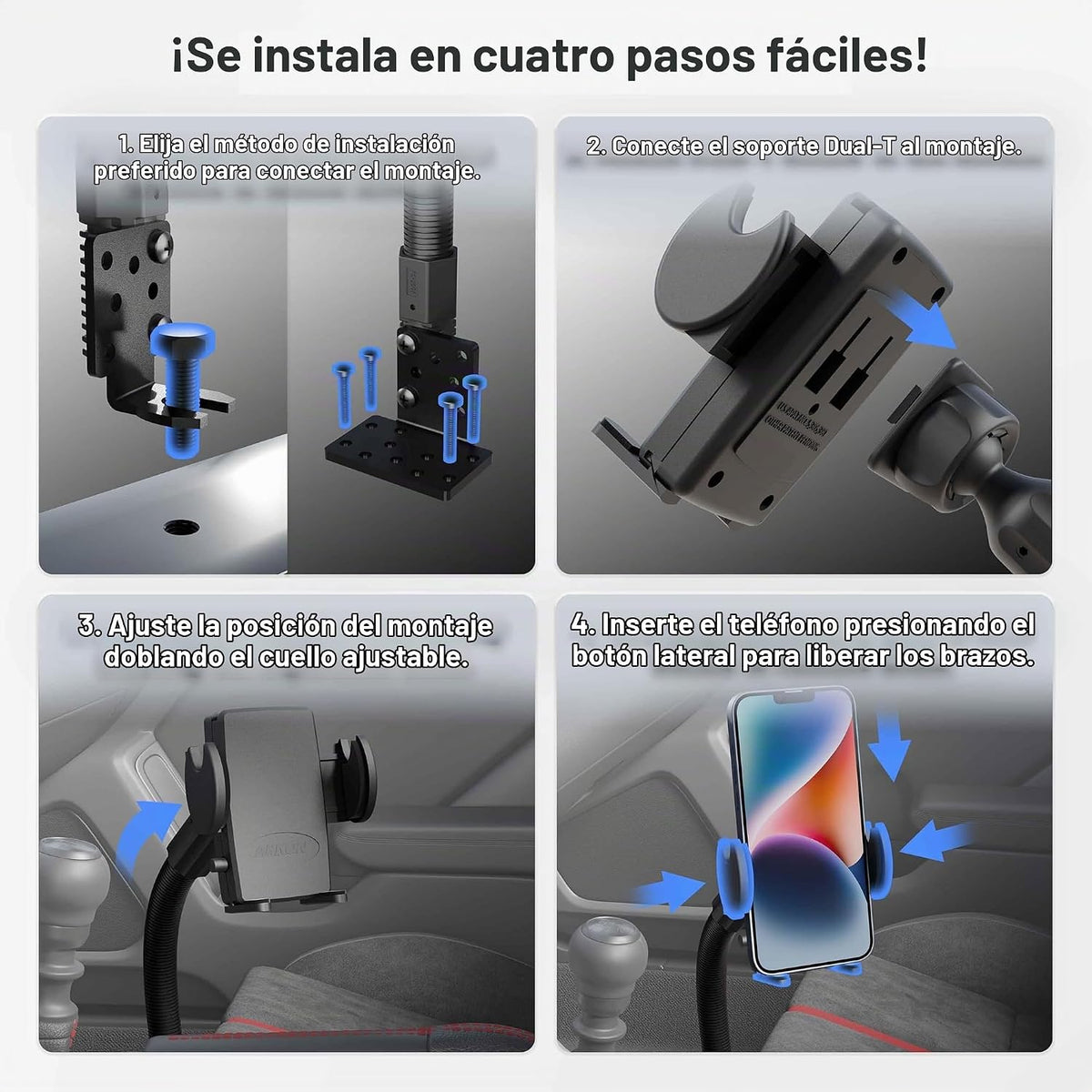 Arkon Carril de asiento de coche o camión o soporte de teléfono de...