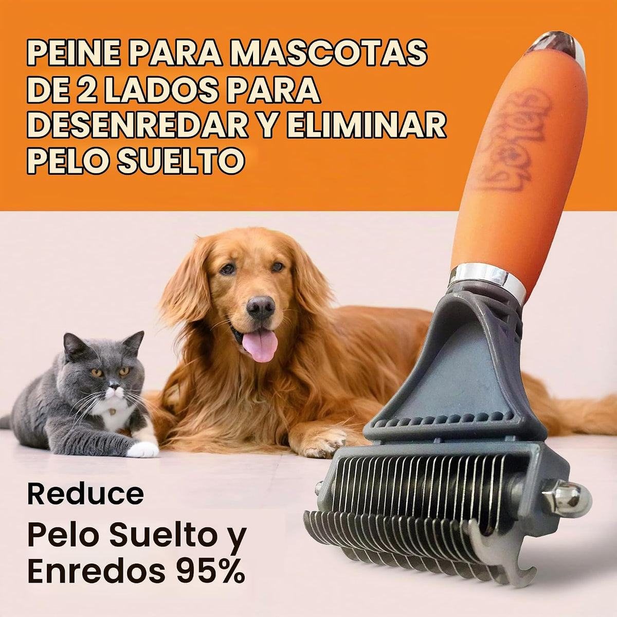 GoPets Peine desenredante para perros, rastrillo de aseo de mascota...