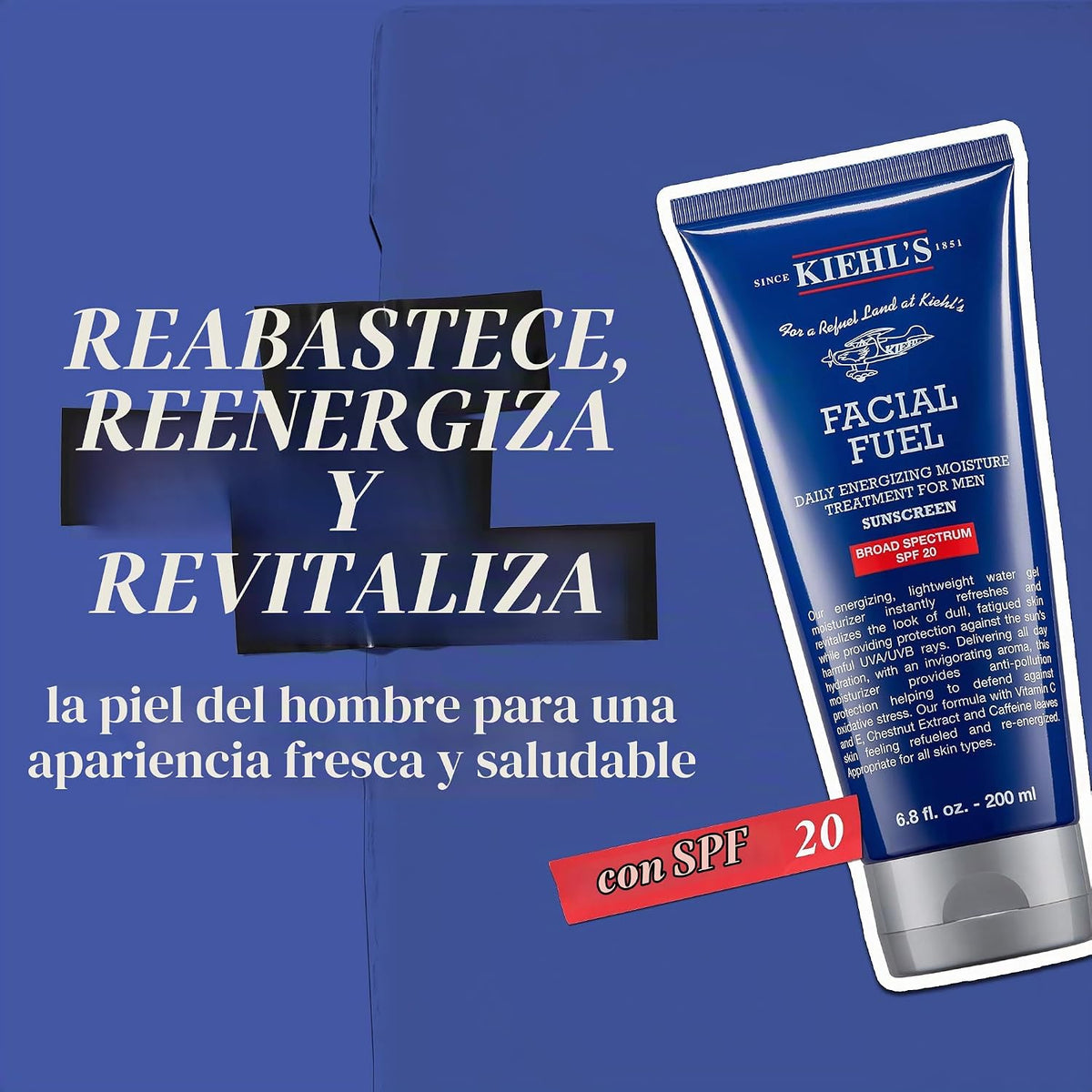 Kiehl's Hidratante Facial Fuel para Hombres con SPF 20, Hidrata...