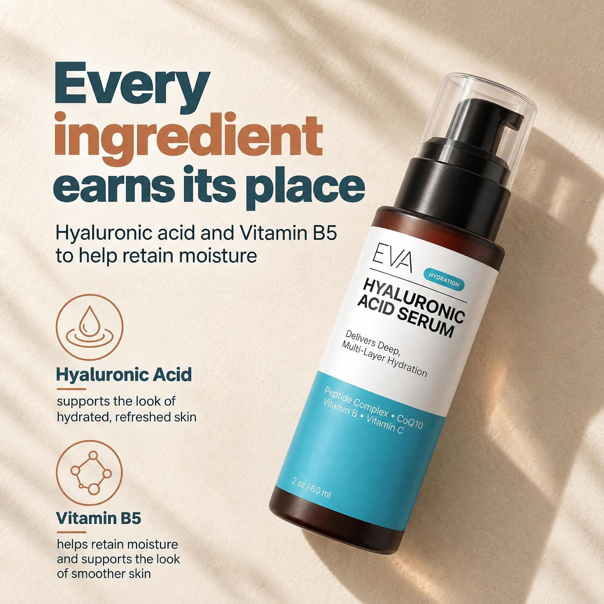 Eva Naturals - Suero facial de ácido hialurónico, antienvejecimient...