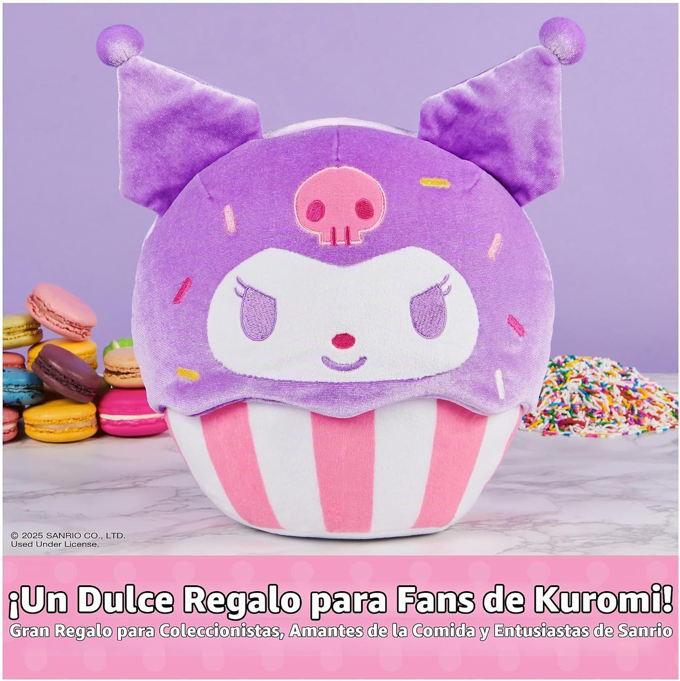 GUND Sanrio Kuromi Cupcake - Juguete de peluche de postre de 8 pulg...