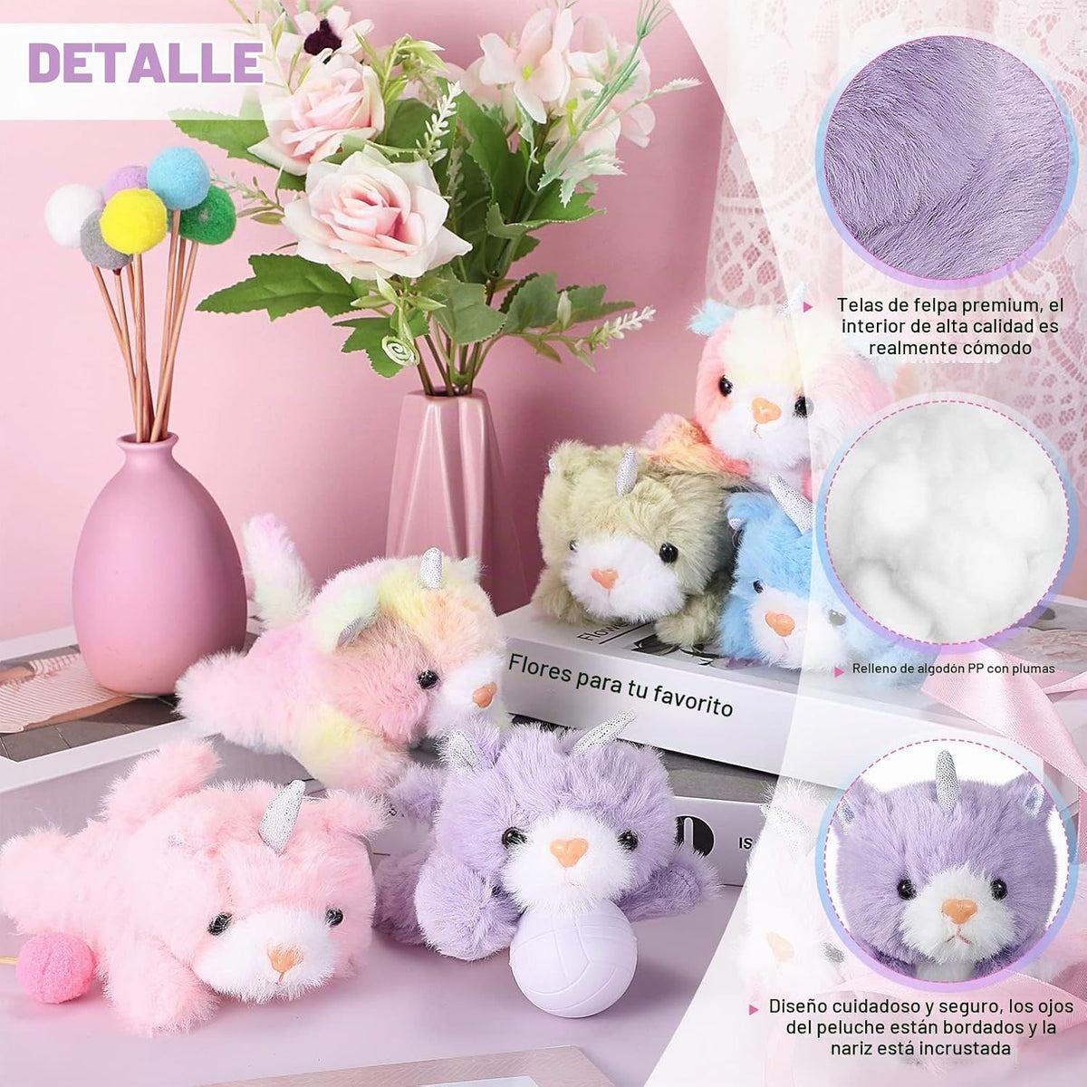 Sumind 8 piezas de animales de peluche de gato a granel, 5 pulgadas...