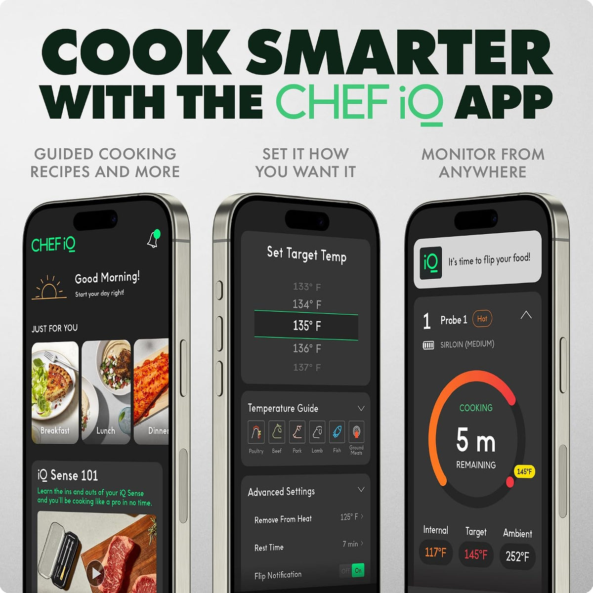 Chef iQ Sense | Termómetro inalámbrico inteligente para carne | Son...