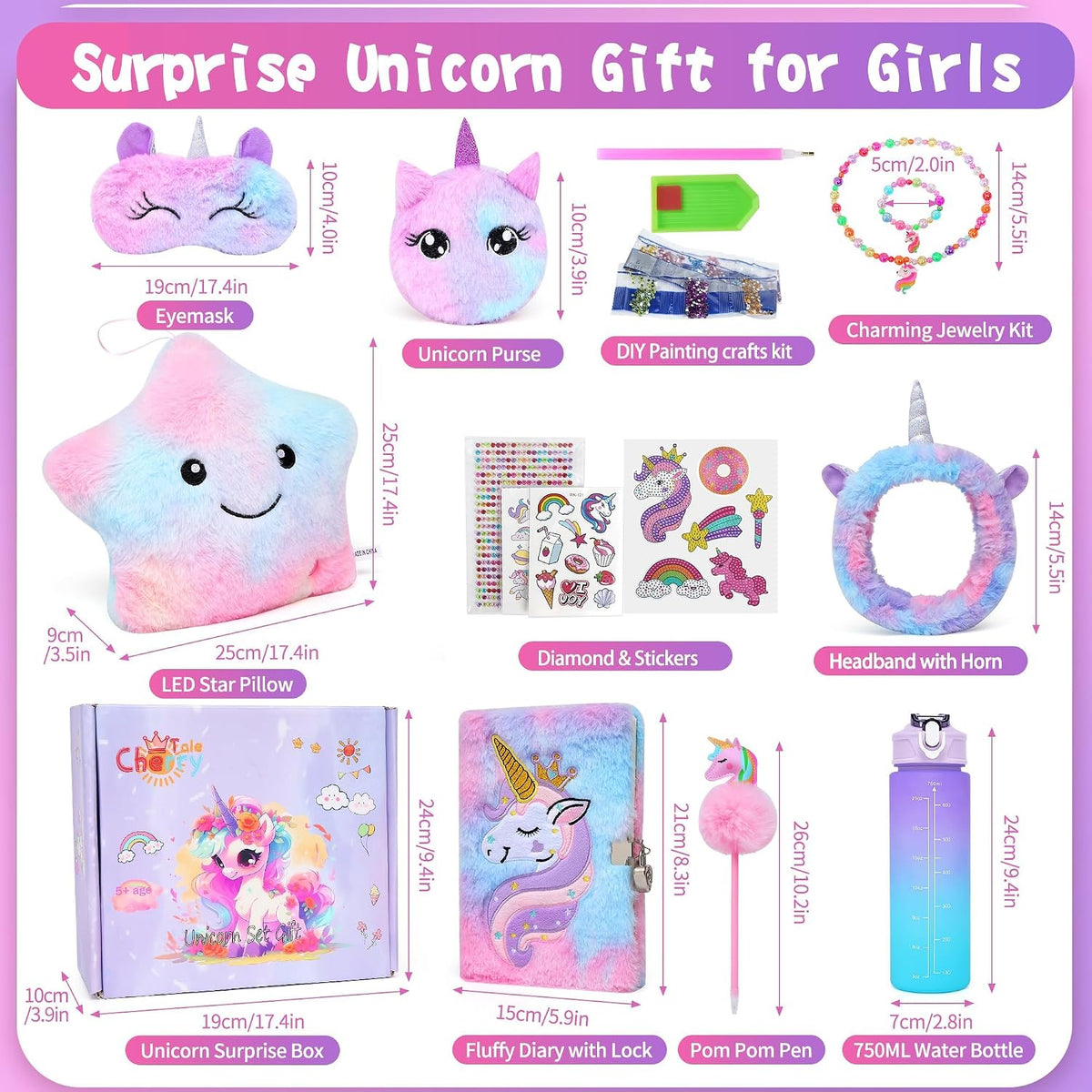 Cherry Tale Regalos de unicornio juguetes para niñas, regalos de cu...