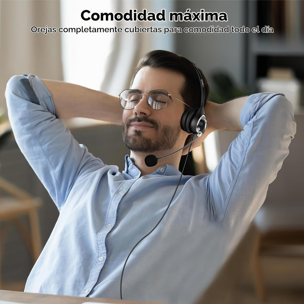 Wantek Auriculares USB con micrófono para PC, auriculares de comput...
