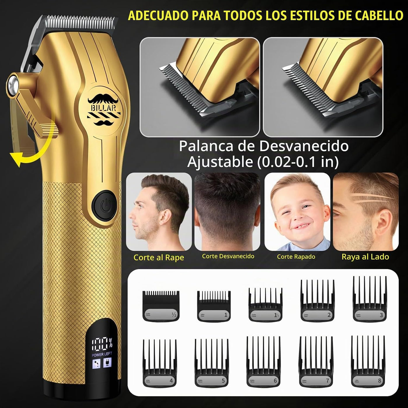 BILLAR Juego de Cortapelos y Recortadora de Peluquería Profesional...