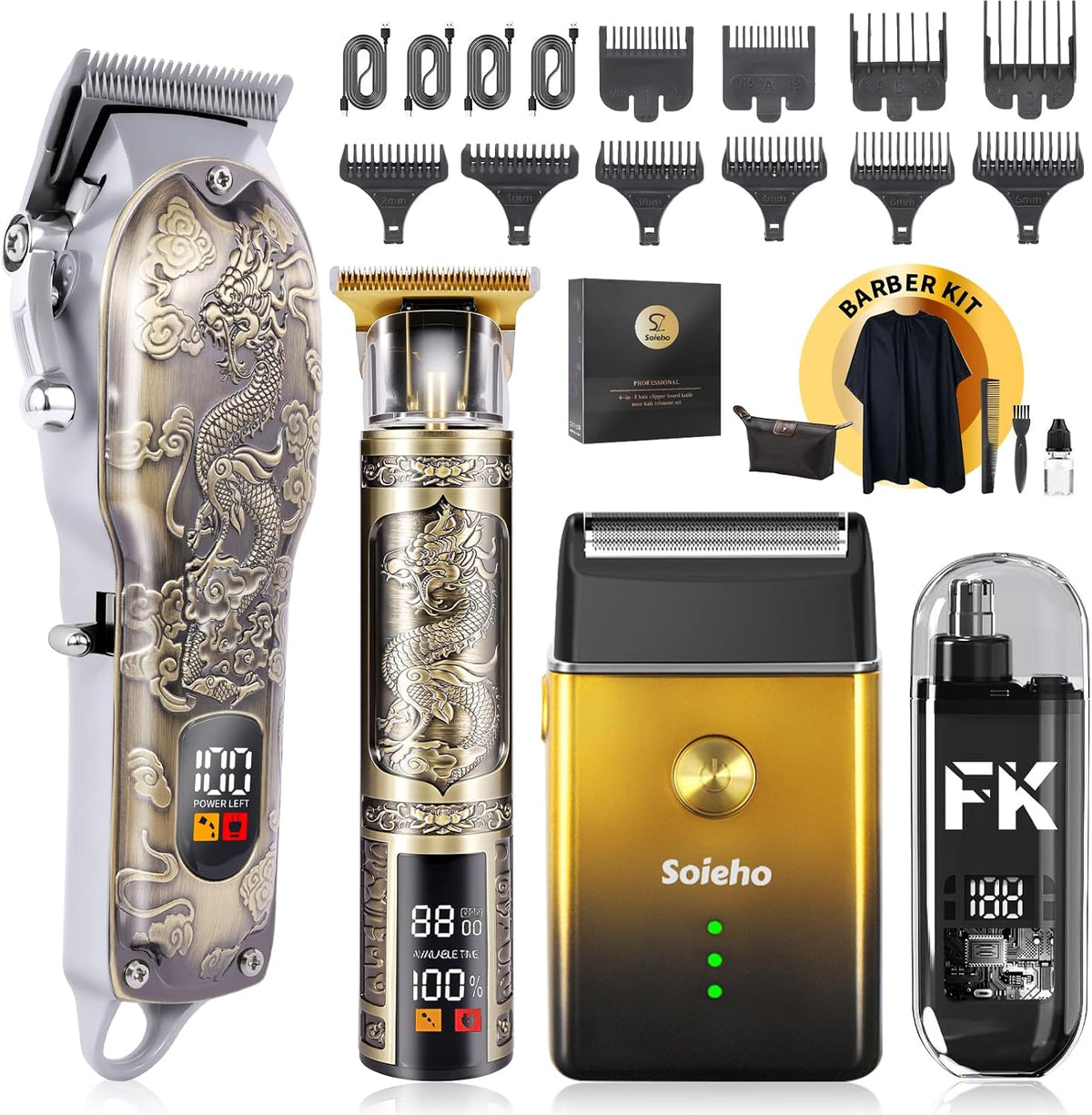 Soieho Cortadora de pelo para hombres, set de cortadora de pelo ina...