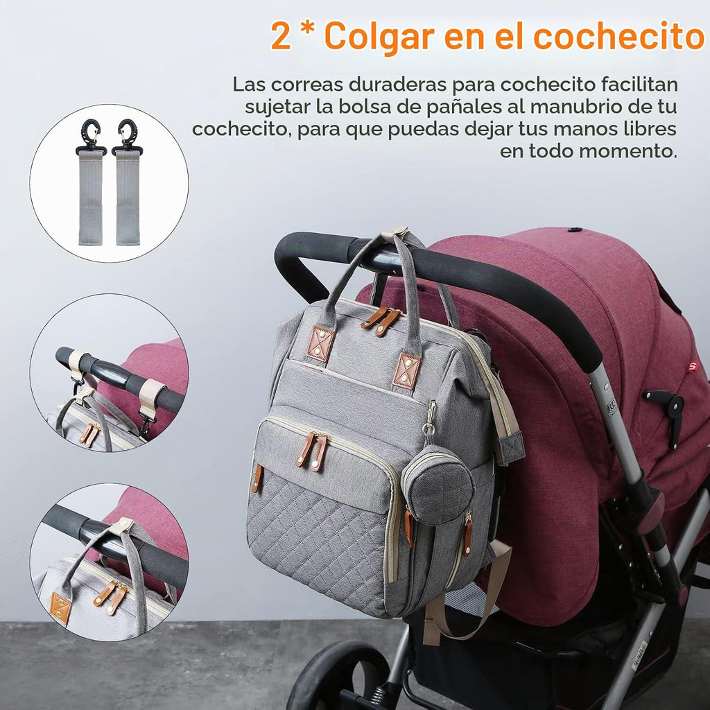 Lamroro Bolsa de pañales con cambiador, mochila de pañales 3 en 1 p...