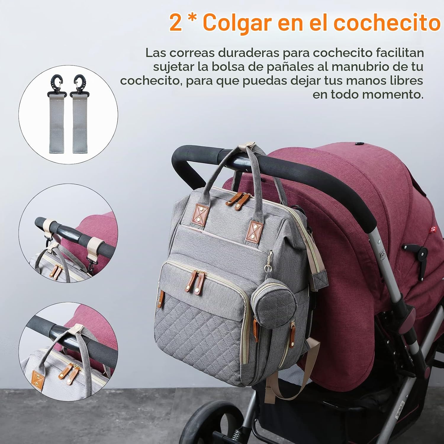 Lamroro Bolsa de pañales con cambiador, mochila de pañales 3 en 1 p...
