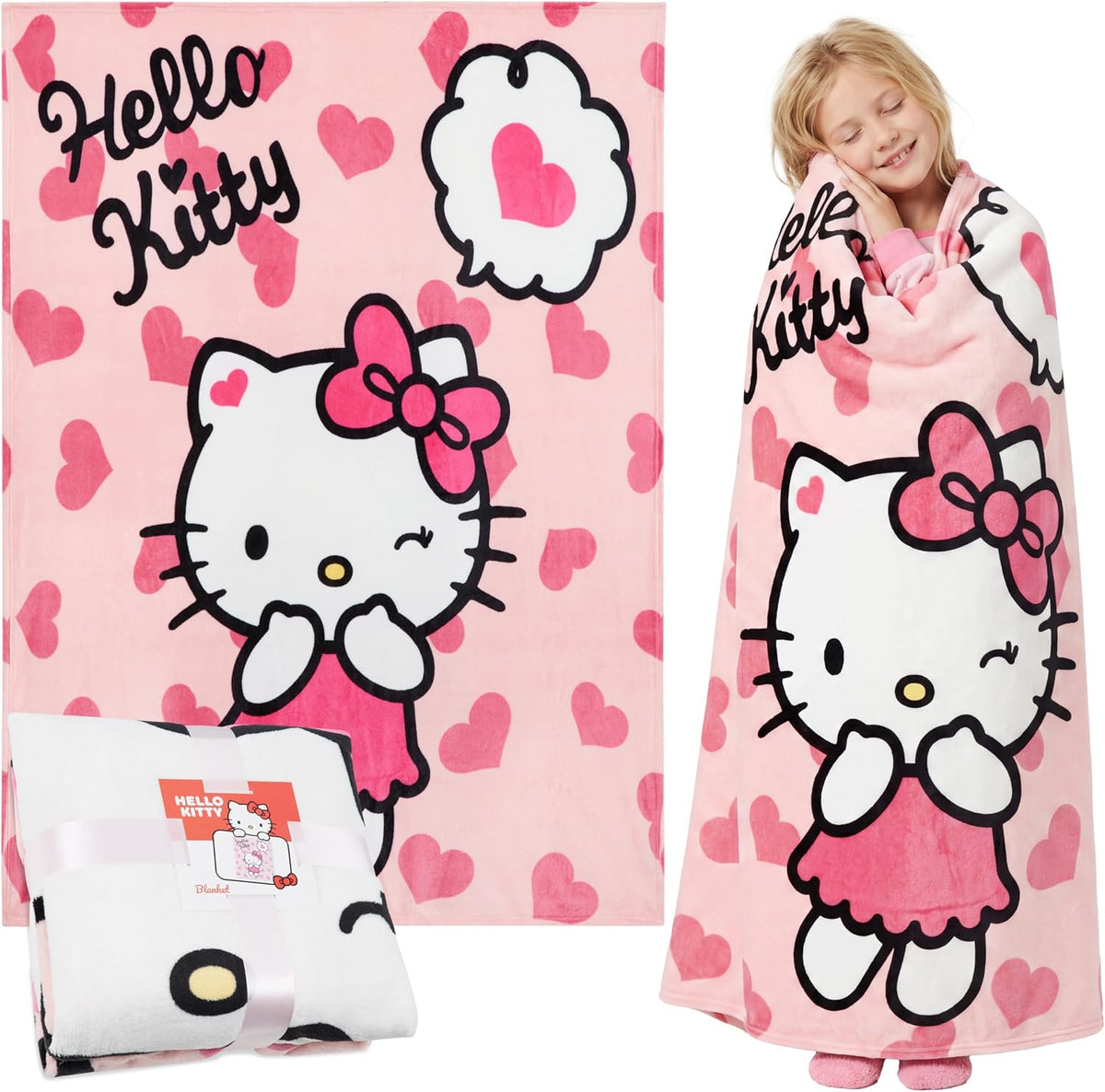 Manta de forro polar Hello Kitty Sanrio, 59x51 pulgadas, ropa de ca...