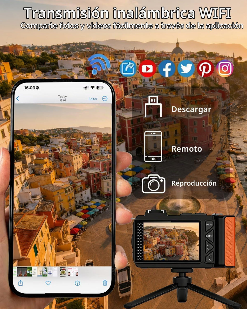 Cámara digital 8K para fotografía, cámara de vlogging WiFi de 92MP...