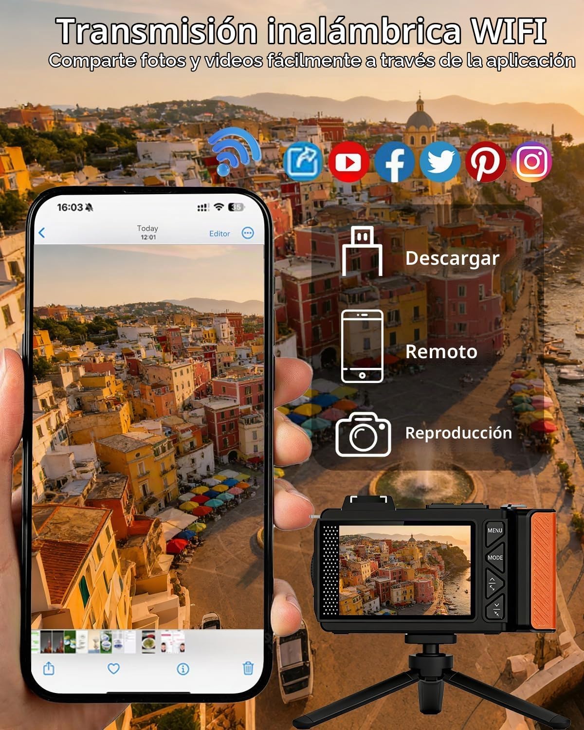 Cámara digital 8K para fotografía, cámara de vlogging WiFi de 92MP...