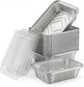 Julpvom Paquete de 50 bandejas de aluminio con tapas, recipientes d...