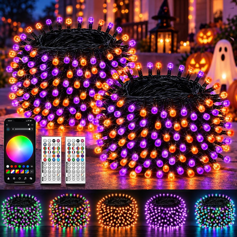 Paquete de 2 luces inteligentes de 400 LED que cambian de color, lu...