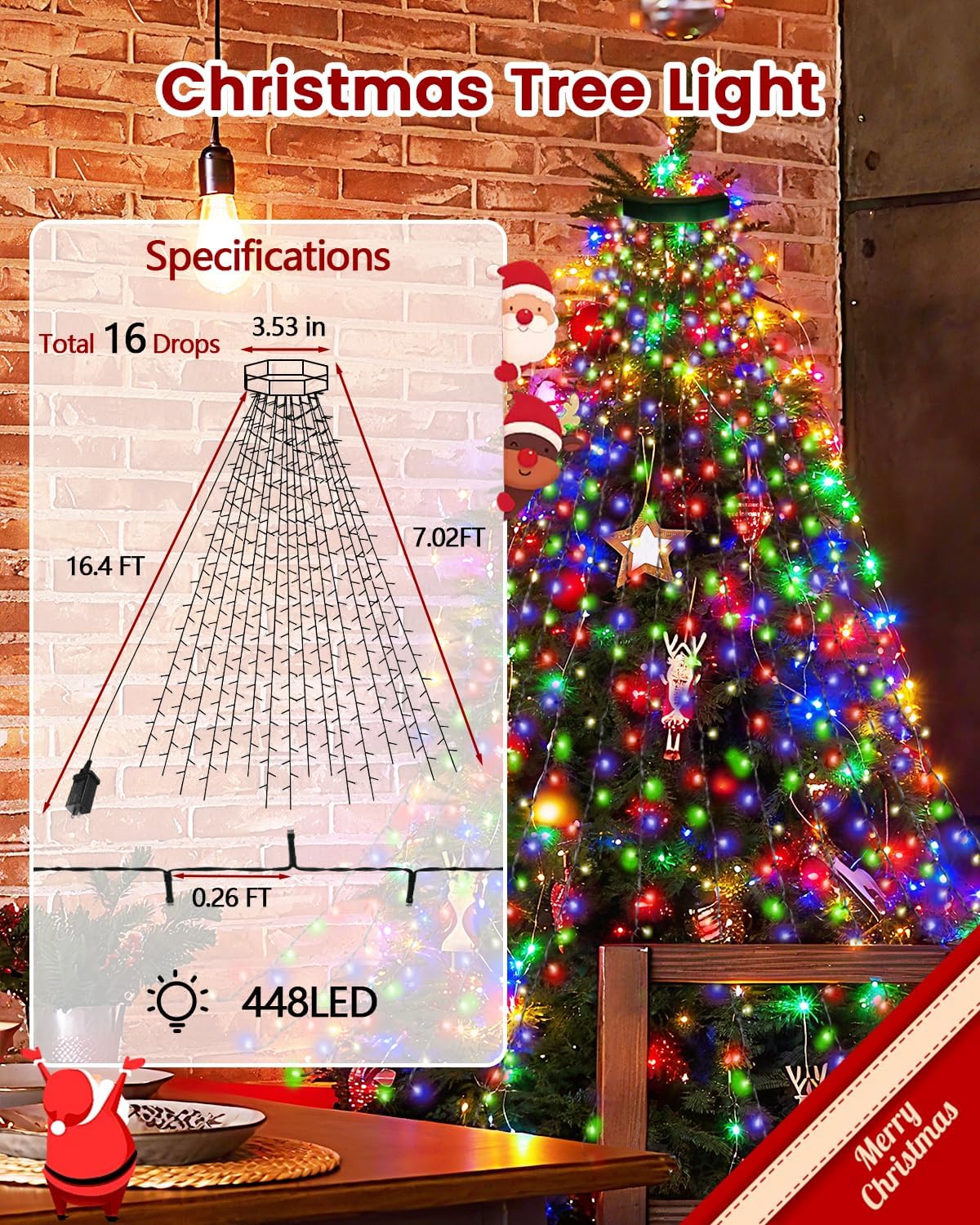 Luces para árbol de Navidad para interiores con control de voz y co...