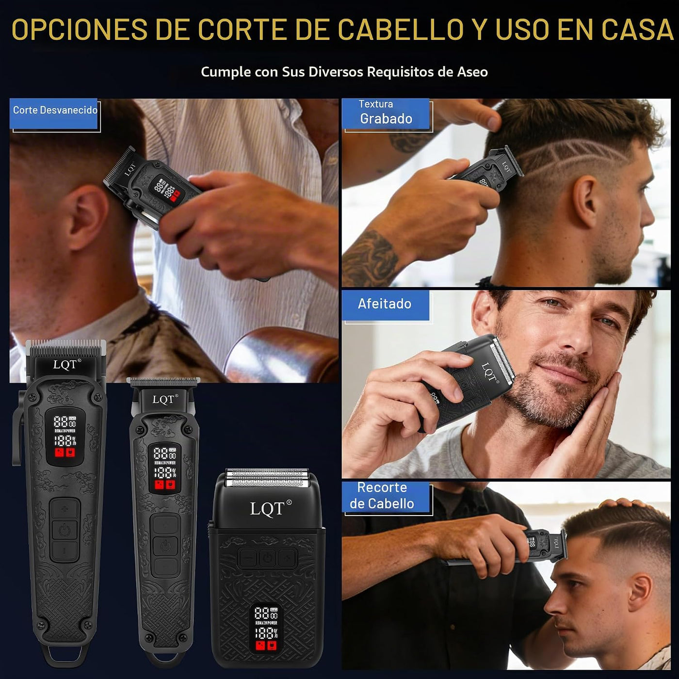 LQT Juego de cortapelos y recortadoras profesionales para hombres,...