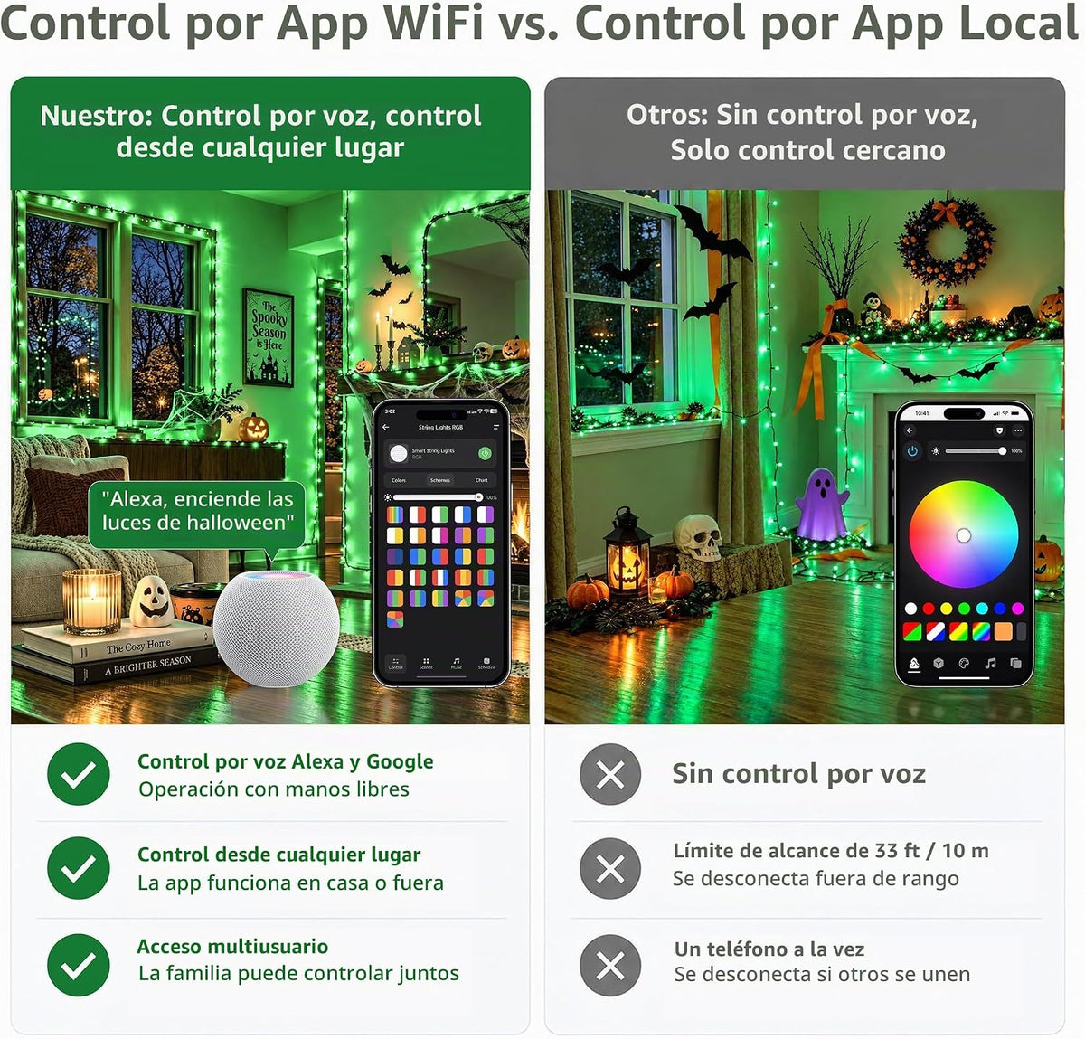 Brizled Smart Halloween Lights 1, 197 pies, 600 luces LED que cambi...