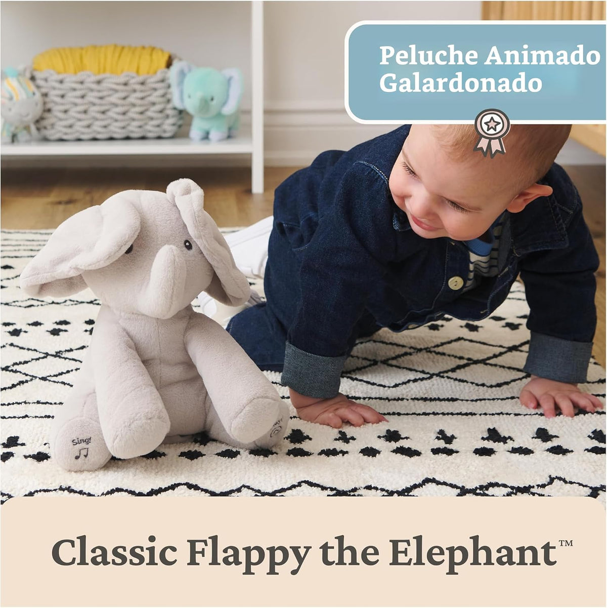 GUND - Elefante blando Peek-a-Boo Flappy para bebés, juguete de pel...