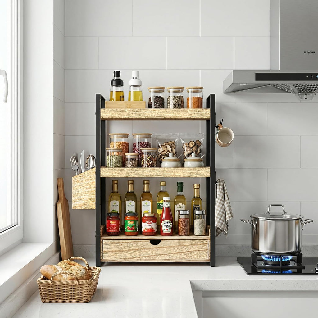 Organizador de encimera de baño de 3 niveles con cesta de cajón y g...