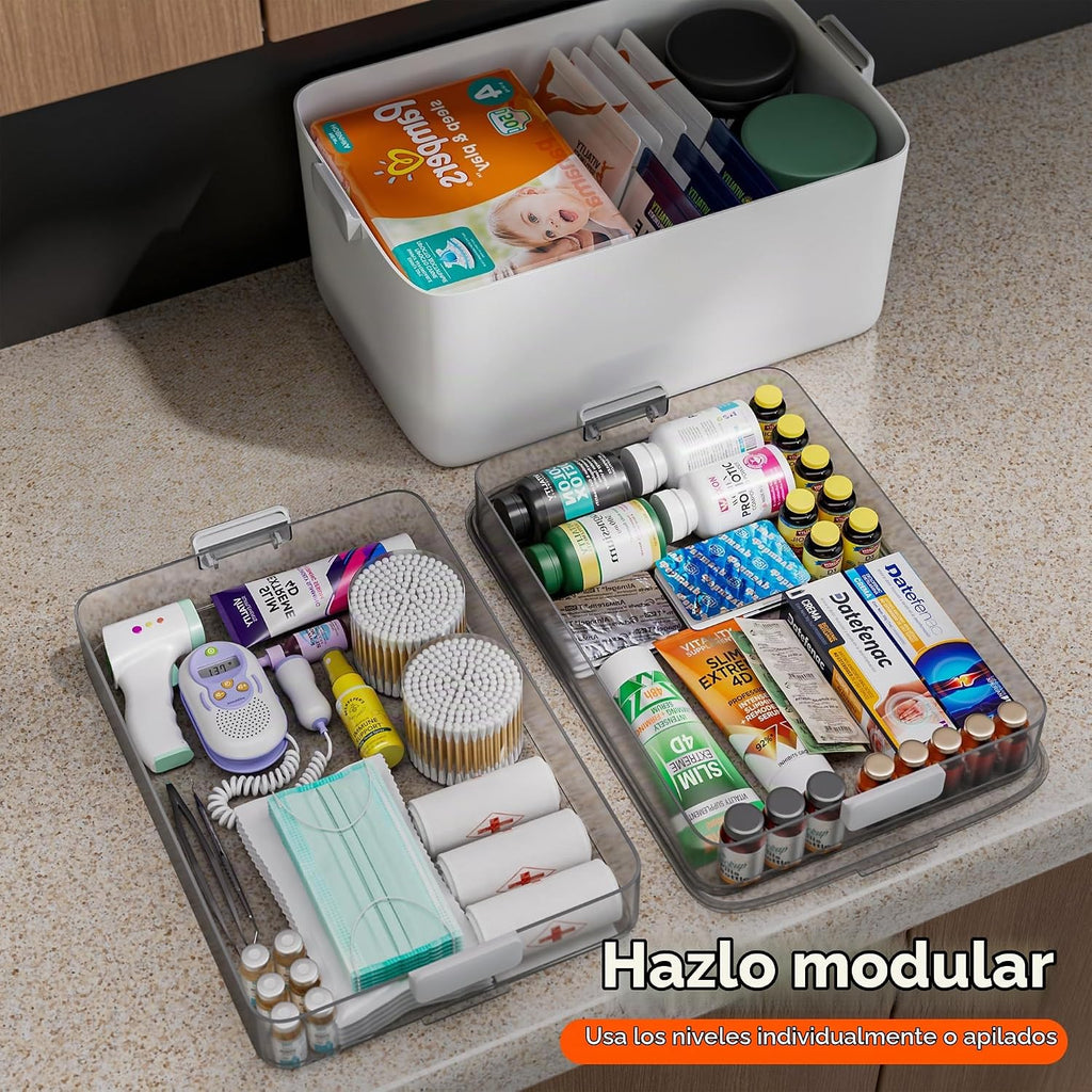 CTIME Organizador de medicamentos de 3 niveles, botiquín portátil c...