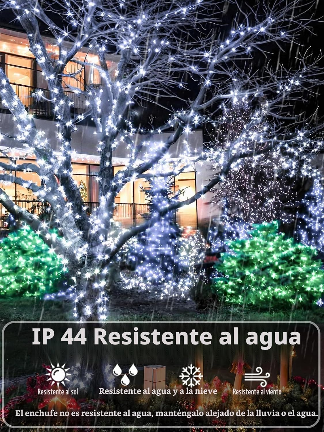 165 pies 500 luces LED de Navidad cadena interior al aire libre imp...