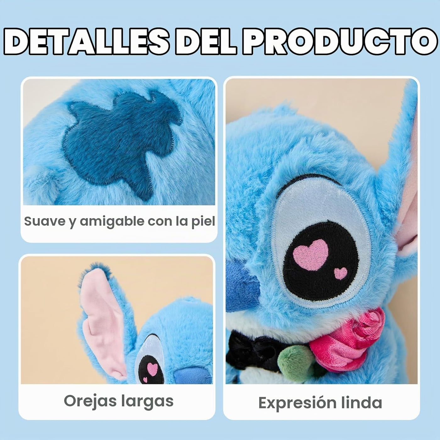 MINISO Disney Lilo & Stitch - Peluche romántico de punto sentado de...