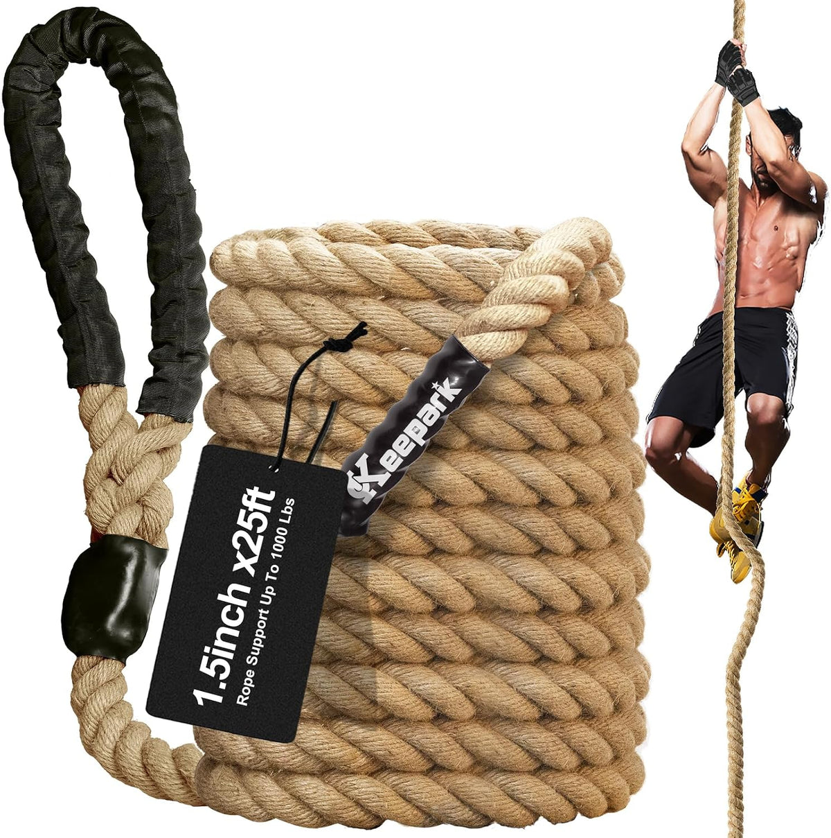 Cuerda de escalada Cuerdas de ejercicio para gimnasio - 1.5 pulgada...