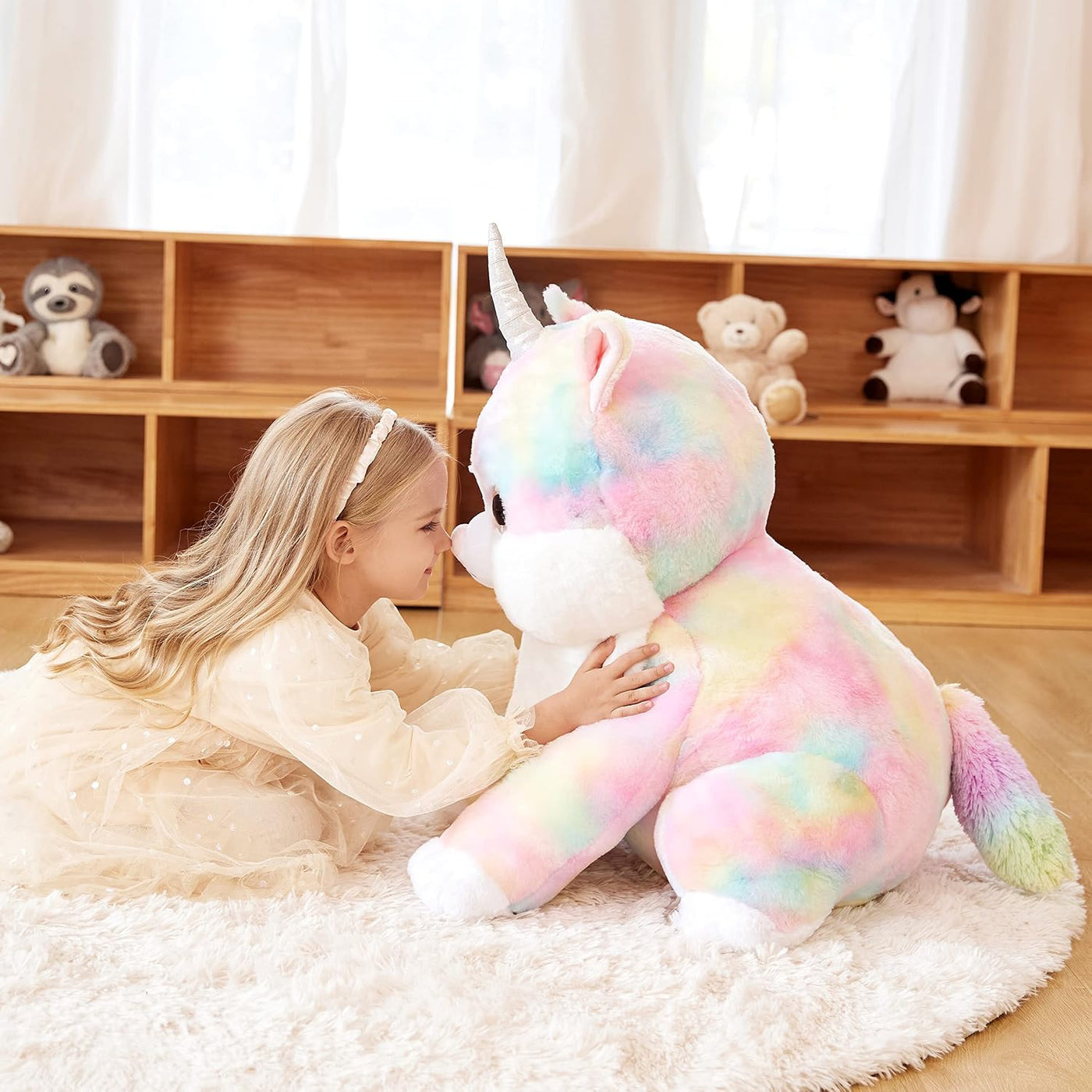 EARTHSOUND Juguete de Peluche de Animal Relleno Caticornio Gato Uni...