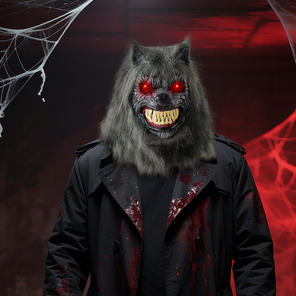 Spooktacular Creations Máscara LED de hombre lobo de Halloween con...