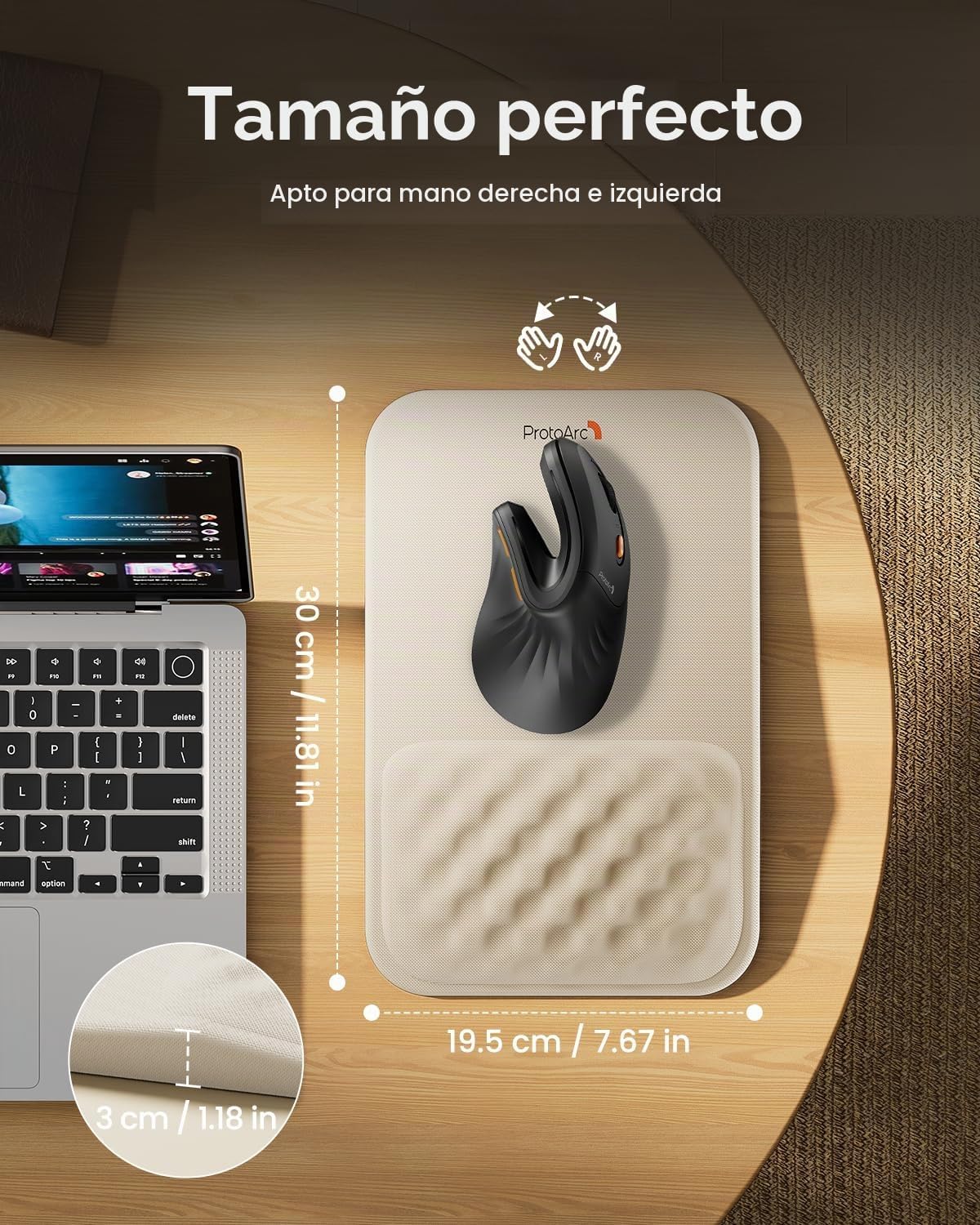 ProtoArc MP50 - Alfombrilla de mouse ergonómica con reposamuñecas,...