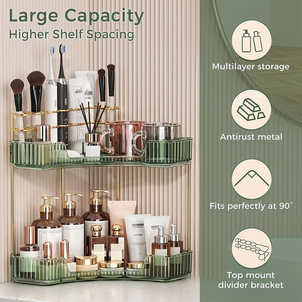 BEFSOP Organizador esquinero de baño, organizador de maquillaje mej...