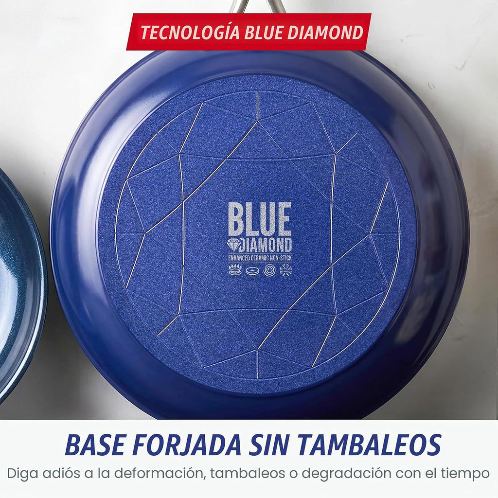 Blue Diamond - Sartén de cerámica antiadherente con infusión de dia...
