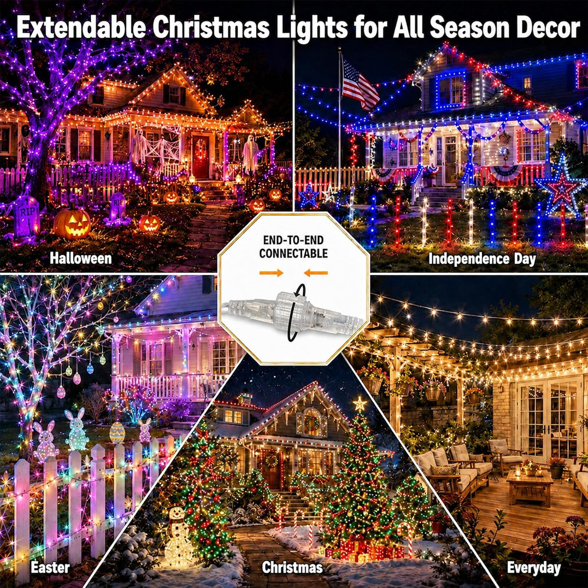 Aplicación inteligente de luces navideñas que cambian de color y co...