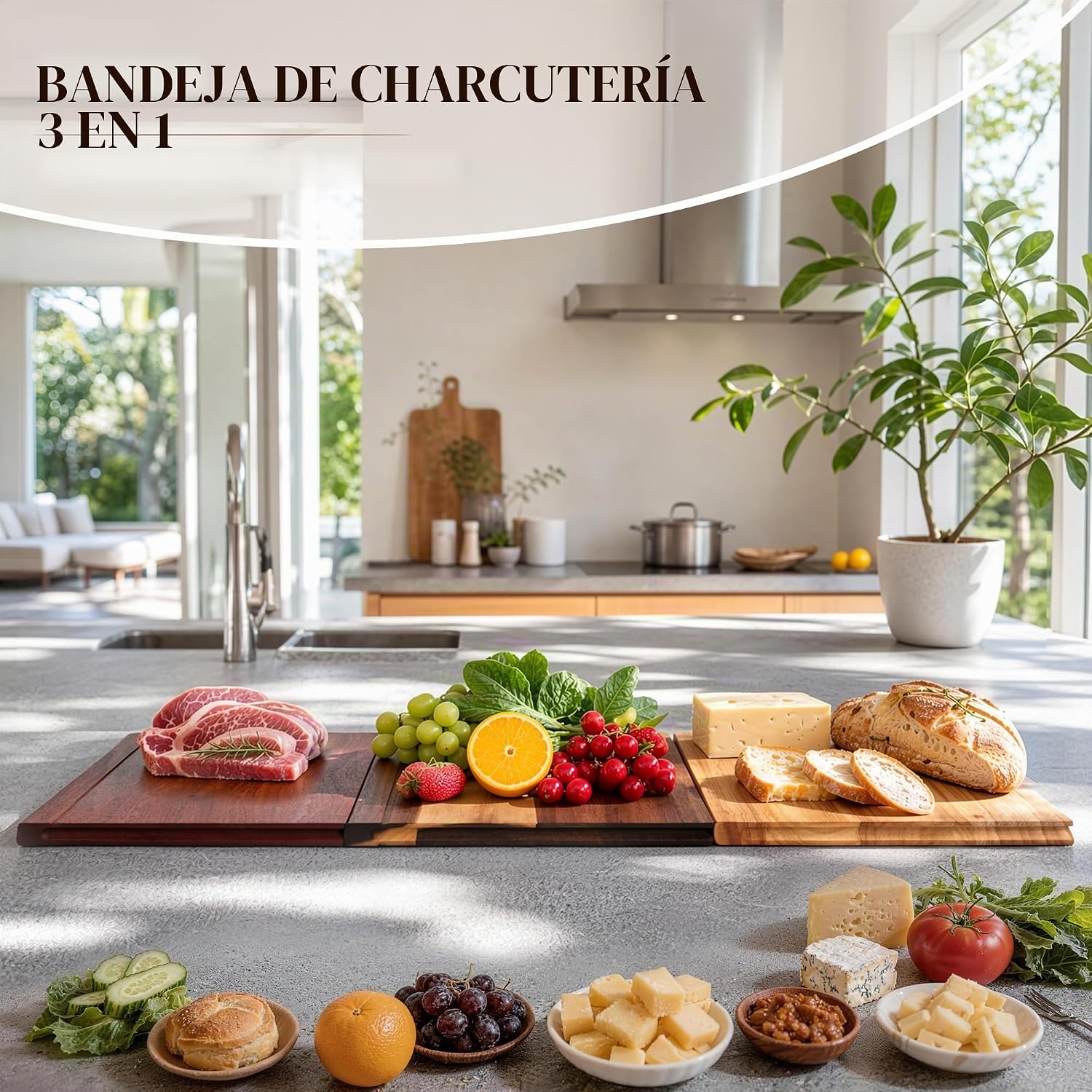 Juego de tablas de cortar libros con soporte de madera para cociner...