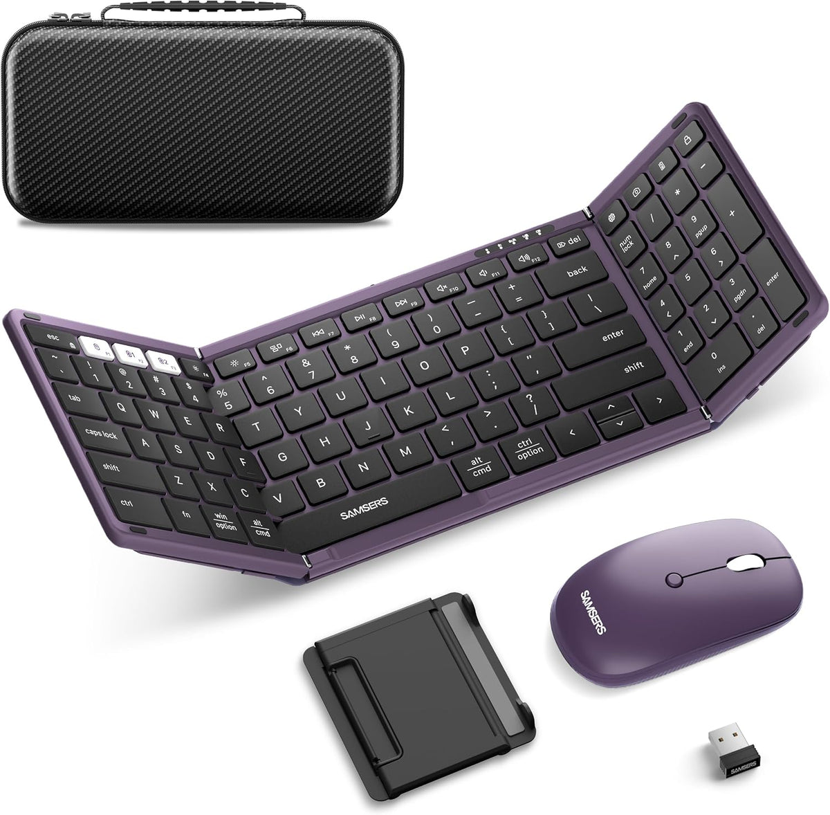 Samsers - Teclado y mouse plegables, combo de teclado Bluetooth ple...