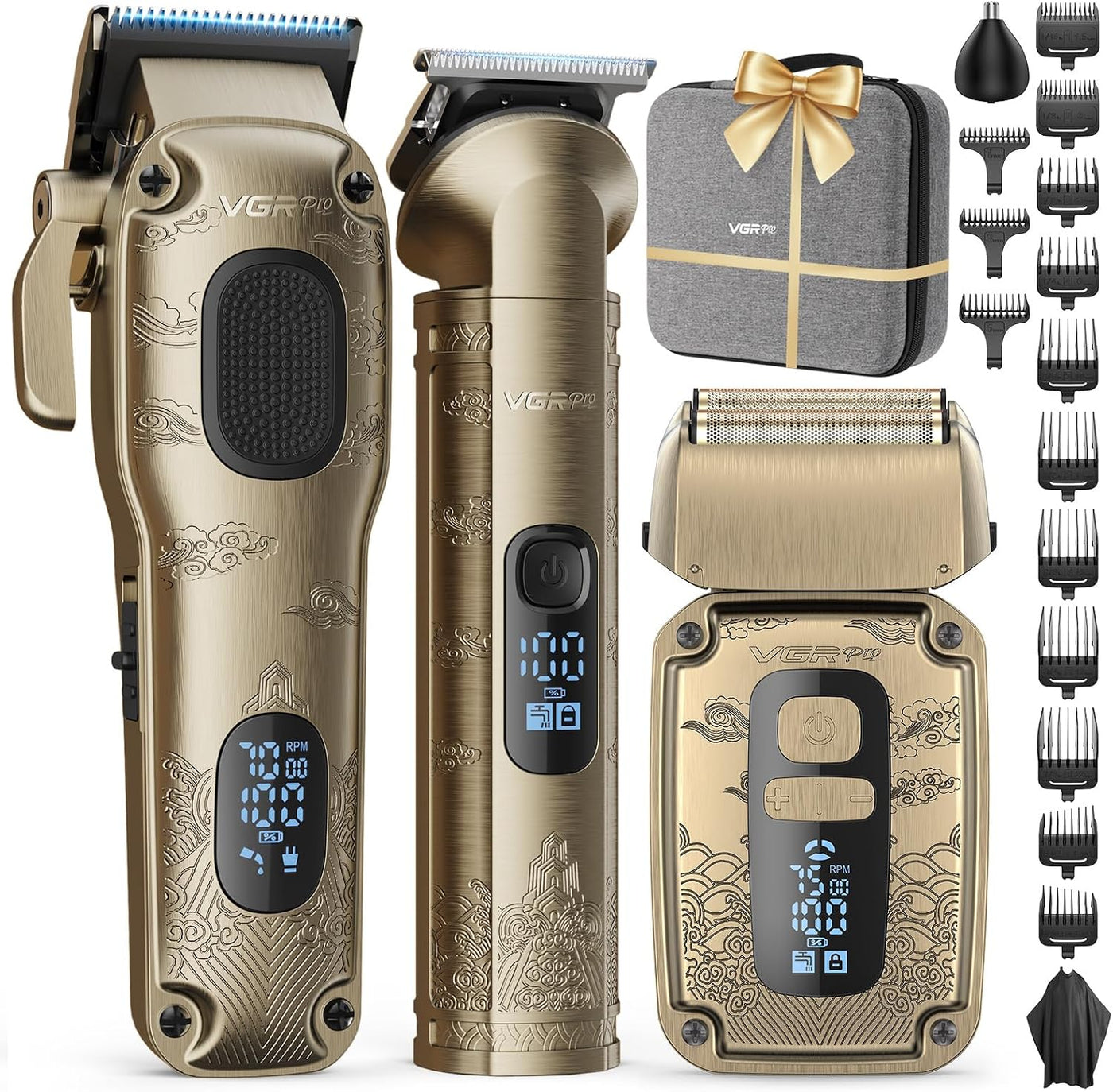 VGRPRO Cortapelos para hombres, recortadora de barba, afeitadora de...