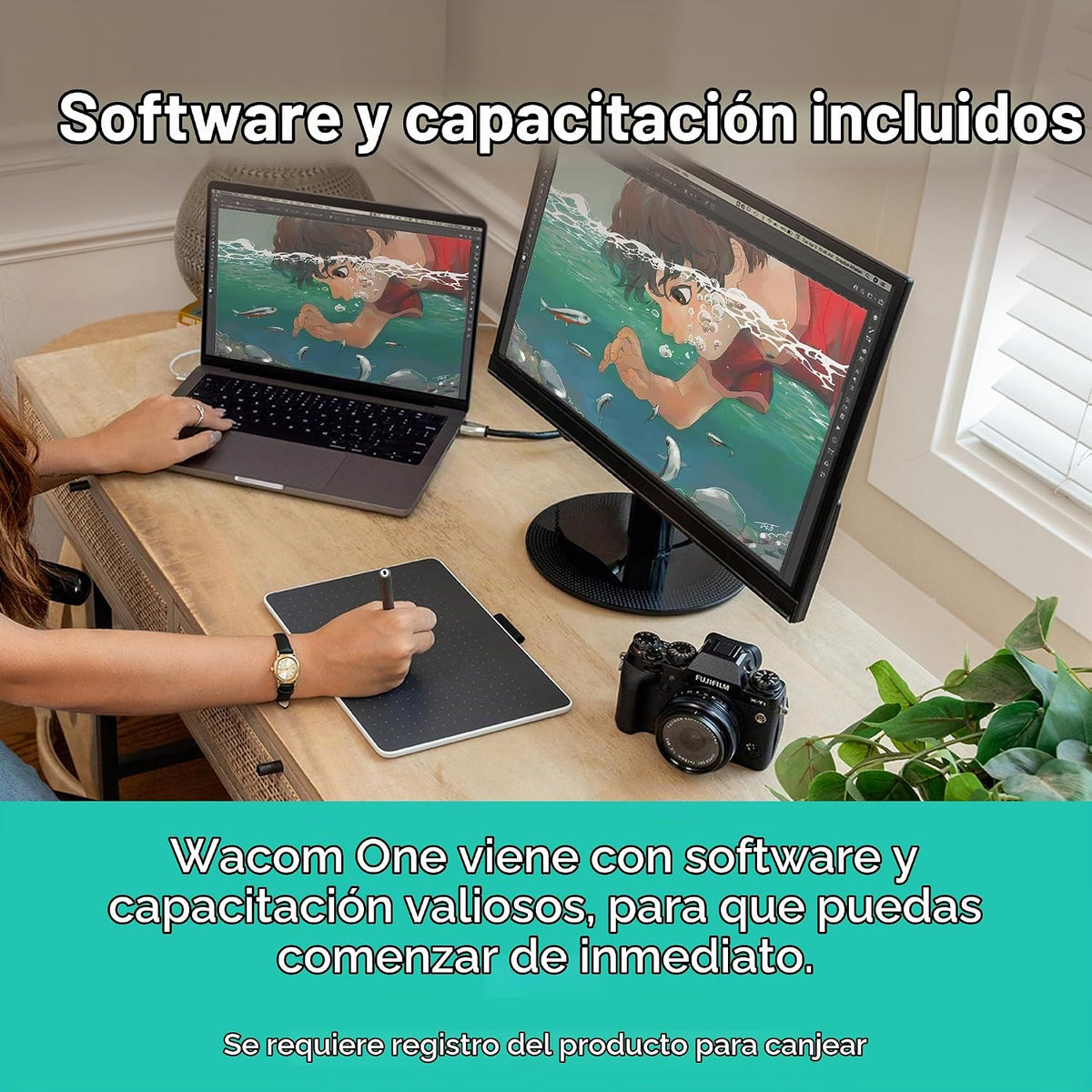Wacom One, pequeña tableta gráfica de dibujo Bluetooth con lápiz y...