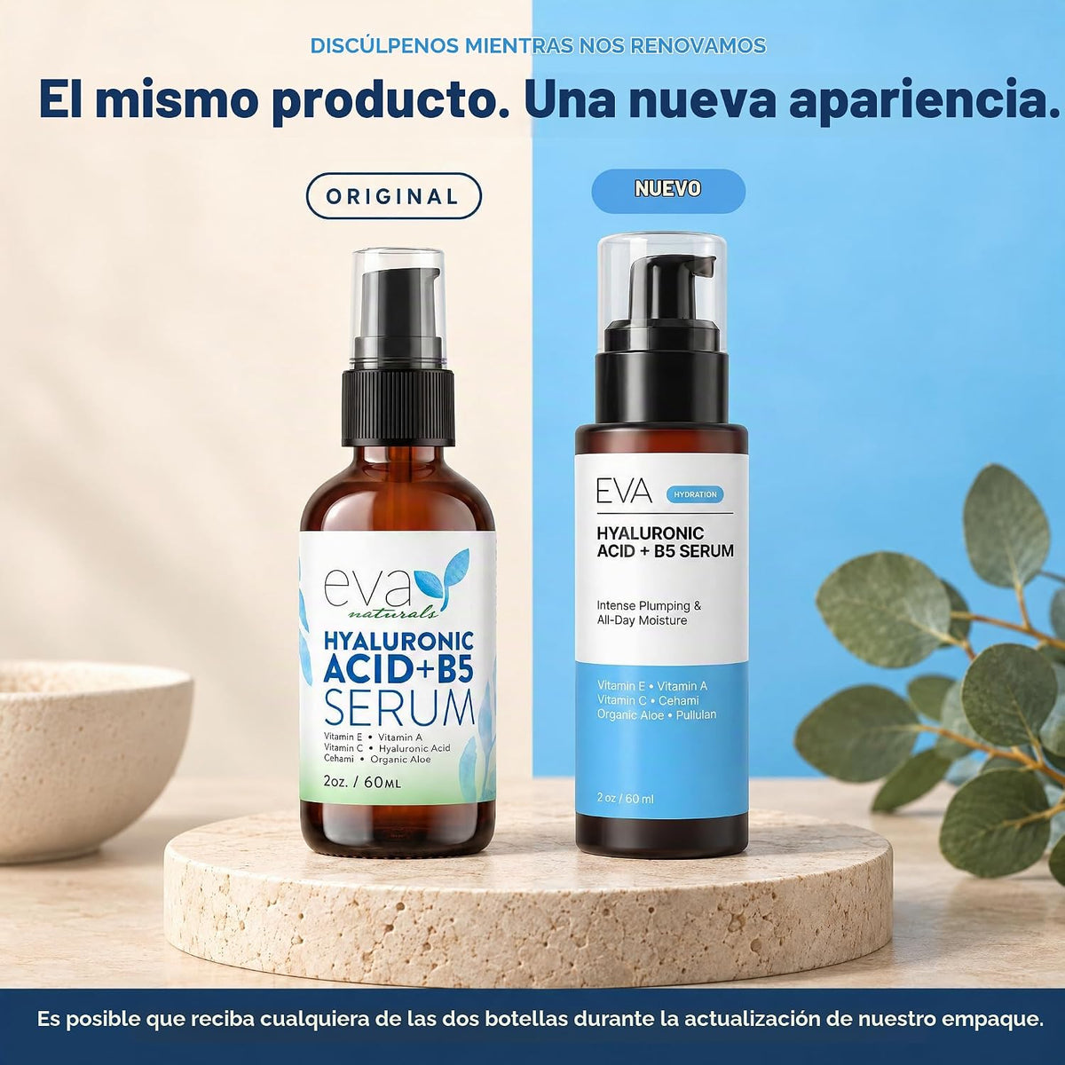 Eva Naturals Ácido hialurónico + B5 y vitamina C suero facial, hidr...