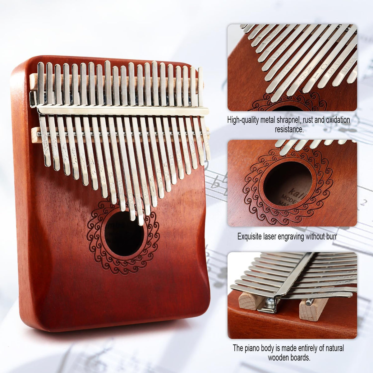 RUIQINQI Kalimba - Piano de pulgar portátil, Mbira, 21 teclas, inst...