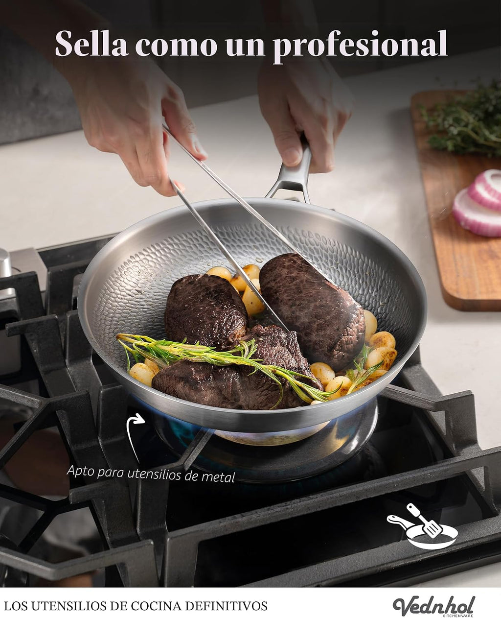 Sartenes de titanio para cocinar | Sartén para gratinar martillada...