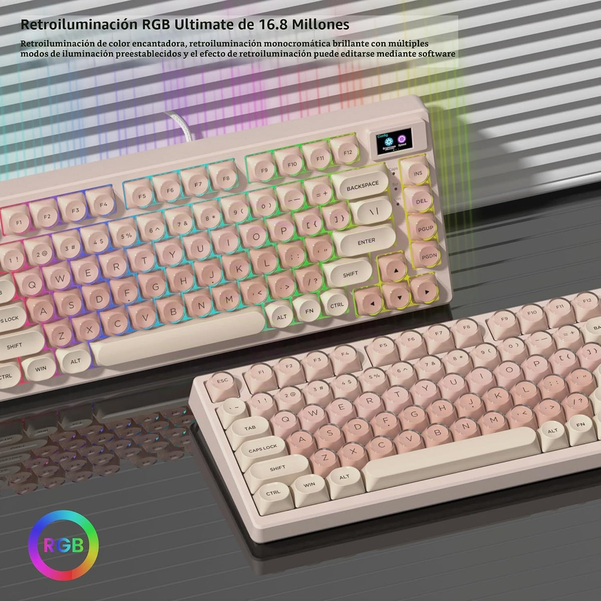 Womier SK80 Teclado Mecánico Gaming 75% con Pantalla Multimedia a C...