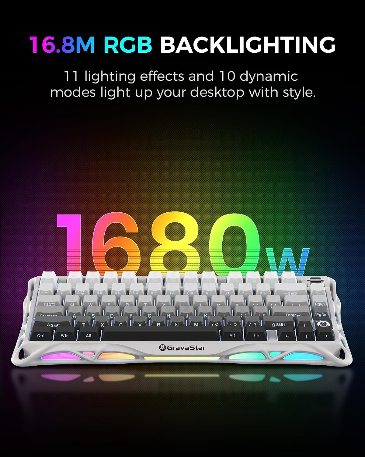 GravaStar Mercury K1 75% teclado mecánico inalámbrico para juegos,...