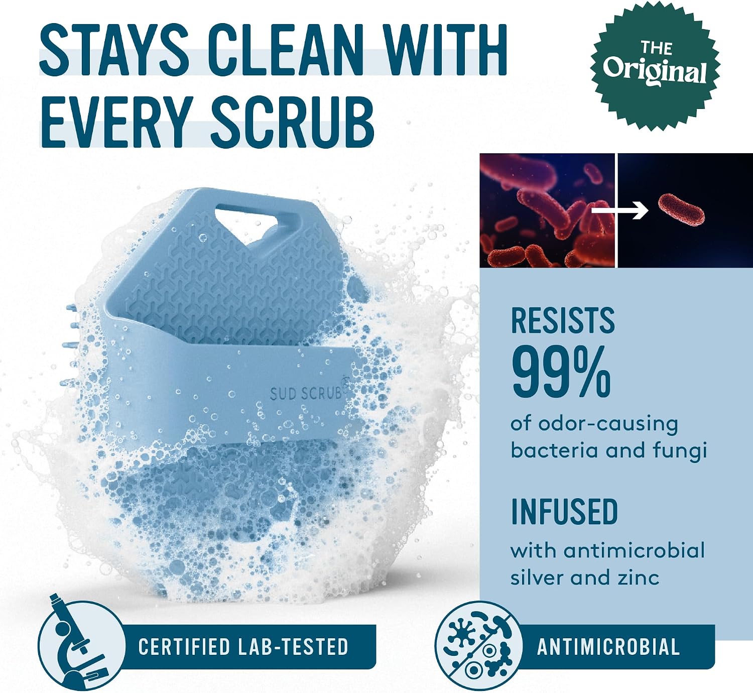 Sud Scrub® Depurador corporal de silicona antimicrobiano, cepillo e...