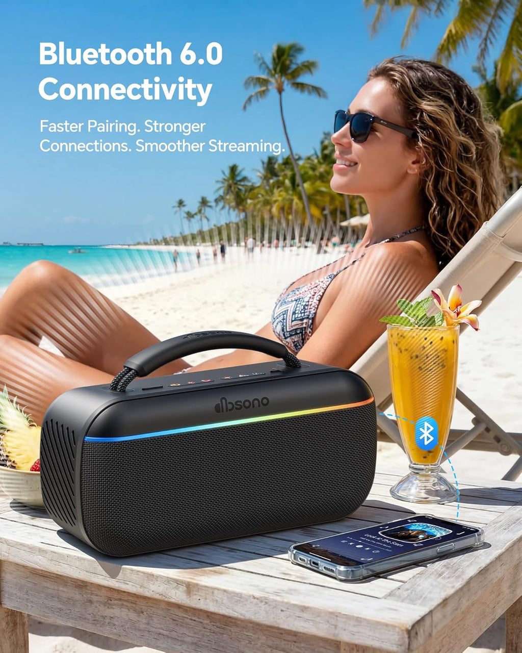 dbsono Altavoz Bluetooth Portátil Inalámbrico, Pico 100W, Bluetooth...