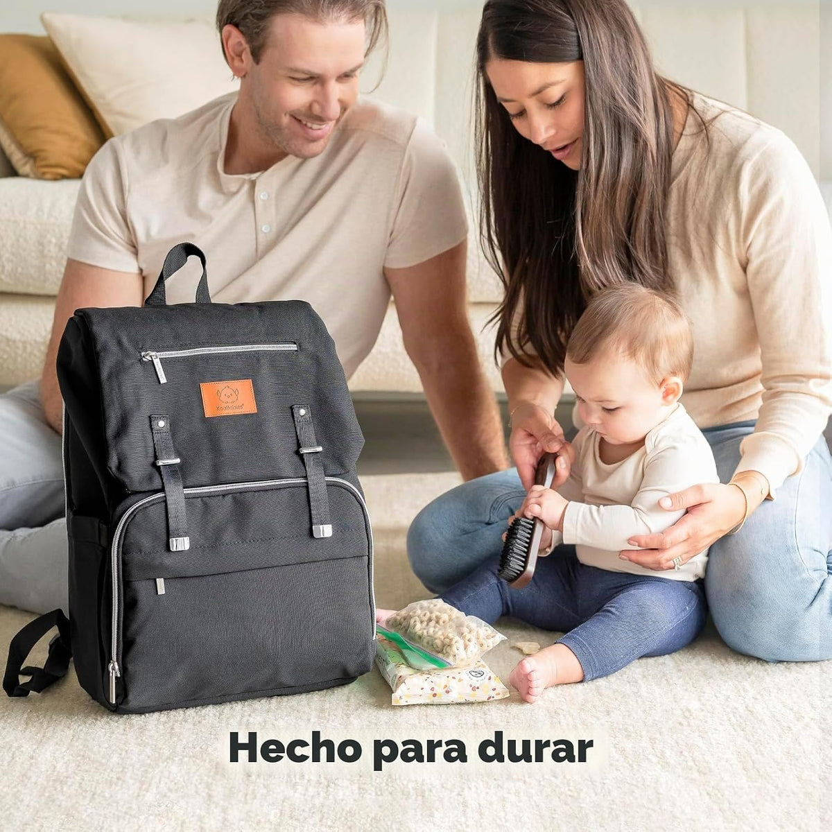 KeaBabies Mochila para pañales para bebé con cambiador, grande (neg...